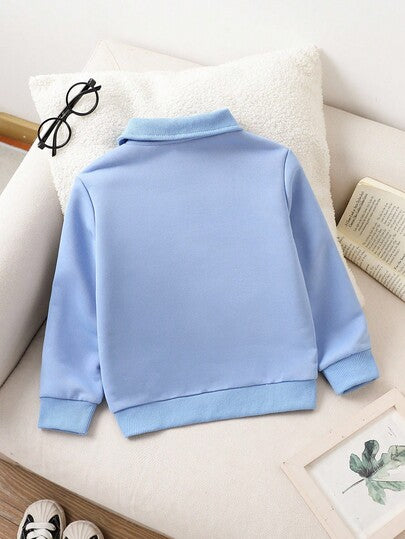 SHEIN Genkimix Kids ملابس علوية كاجوال أساسية طويلة الأكمام بأزرار أمامية للأولاد