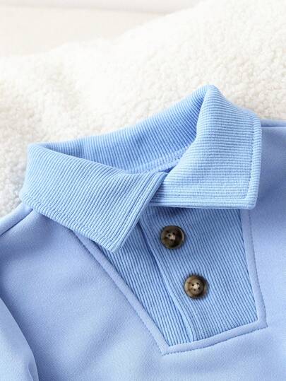 SHEIN Genkimix Kids ملابس علوية كاجوال أساسية طويلة الأكمام بأزرار أمامية للأولاد