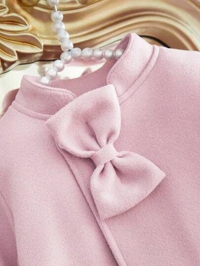 SHEIN طقم جاكيت وقبعة أنيقة وبسيطة للبنات الصغار، خريف/شتاء
