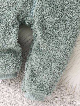 Cozy Pixies جمبسوت سميكة من الفليس مزينة بأذن أرنب كرتوني للأطفال الصغار