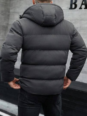 Manfinity CasualCool معطف رجالي مقاوم للرياح بسحاب وأكمام طويلة وقبعة للاستخدام الخارجي والأنشطة اليومية، معطف شتوي للرجال للخريف والشتاء