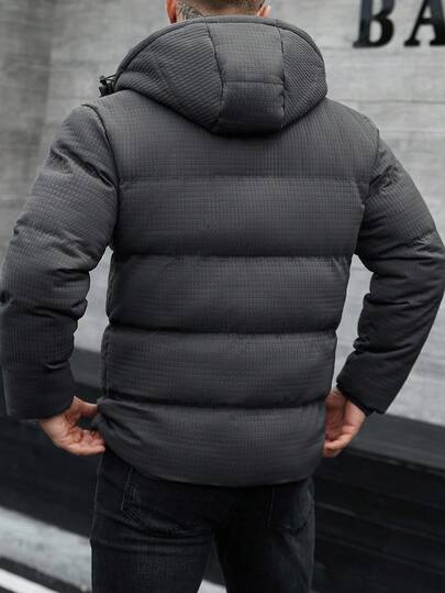 Manfinity CasualCool معطف رجالي مقاوم للرياح بسحاب وأكمام طويلة وقبعة للاستخدام الخارجي والأنشطة اليومية، معطف شتوي للرجال للخريف والشتاء