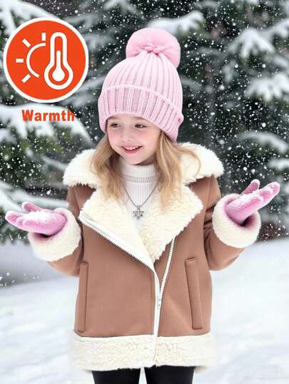 Emery Rose Kids Emery Rose Kids معطف شتوي دافئ مبطن مع طوق قلاب للفتيات الصغيرات، لون كاكي، ملابس خارجية دافئة للخارج والحفلات والتزلج على الثلج، مناسب للتنقل والارتداء في الخارج