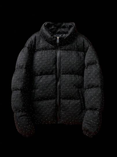 Manfinity EMRG معطف طويل الأكمام مبطن مزود بسحاب، شخصي، خريف/شتاء