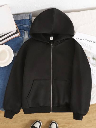 SHEIN معطف كاردجان مقنع كاجوال للفتيات المراهقات، خريف/شتاء