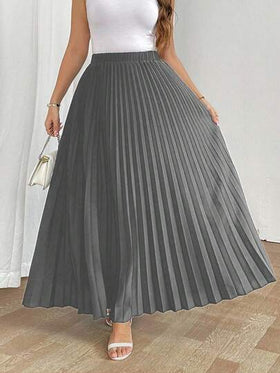 SHEIN Tall تنورة نسائية فضفاضة مطوية أنيقة وكاجوال للعطلات، باللون الأسود، مقاس كبير الحجم