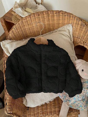 SHEIN LMoss Kids معطف فتاة طفل لطيف وكاجوال من الفرو مع طبعة قلب، مثالي للخريف والشتاء