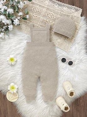 SHEIN Vintaside Kids جمبسوت رضيع أنيقة عصرية بغطاء رأس، بتصميم أخضر بسيط وعتيق، مناسبة للجنسين