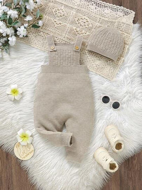 SHEIN Vintaside Kids جمبسوت رضيع أنيقة عصرية بغطاء رأس، بتصميم أخضر بسيط وعتيق، مناسبة للجنسين