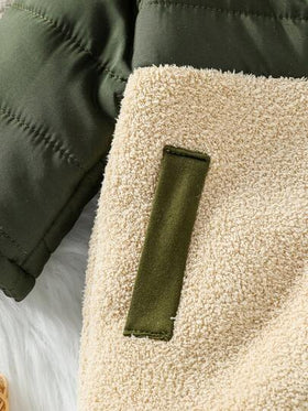 SHEIN جمبسوت رضيع للأولاد والبنات من الجنسين حديثي الولادة 0-3 سنوات، بتصميم ألوان متباينة وقطع ملمس ناعم، بسحاب للخريف والشتاء، جمبسوت رضيع دافئة للشتاء، جمبسوت رضيع للخريف