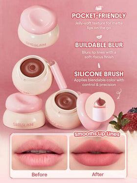 SHEGLAM Bounce Putty Pocket معجون الشفاه-Pomelo Plump روج تنت أرواج علامة تجارية جمال مكياج ميكب مستحضرات تجميل للنساء الفتيات مثالي لفصل الشتاء الربيع مثالي ل- Y2K أزياء أنيقة رمضان هدية حفلة جاهز أفضل لون