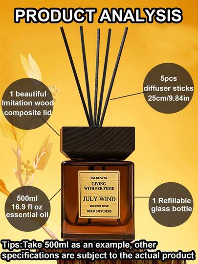 1 طقم موزع عطري من القش بسعة 6.76 أونصة، منعش الهواء للمنزل والسيارة - 4 روائح، فاخر وفاخر، سعة كبيرة، عطر طويل الأمد - زجاجة سوداء مربعة قابلة لإعادة الاستخدام، [غطاء خشبي، 5 قصبات قش و 200 مل من الزيت العطري]