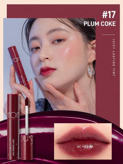 Rom&nd رومان JUICY LASTING TINT، أحمر شفاه مرطب غير دهني، ذو لمعة فائقة الإشراق، بألوان نقية، 5.5 جرام / 0.19 أونصة