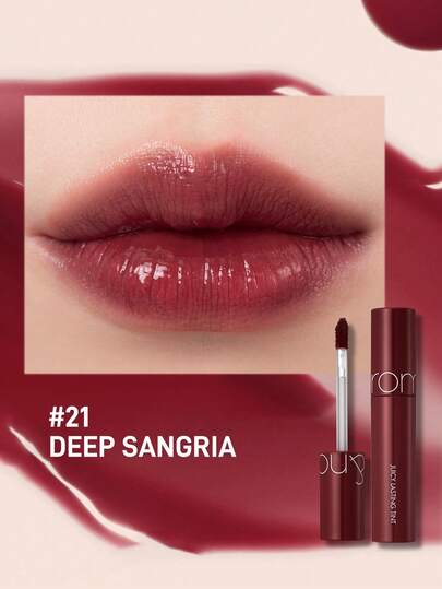 Rom&nd رومان JUICY LASTING TINT، أحمر شفاه مرطب غير دهني، ذو لمعة فائقة الإشراق، بألوان نقية، 5.5 جرام / 0.19 أونصة