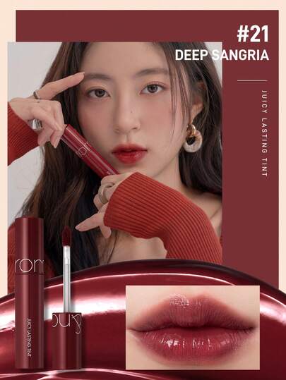 Rom&nd رومان JUICY LASTING TINT، أحمر شفاه مرطب غير دهني، ذو لمعة فائقة الإشراق، بألوان نقية، 5.5 جرام / 0.19 أونصة