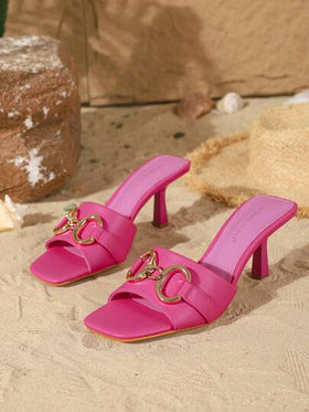 On feet& in love صنادل نسائية أنيقة وعصرية مفتوحة الأصابع متعددة الاستخدامات للخارج مع كعب رفيع عال، مناسبة للفساتين في الصيف