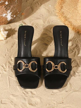 On feet& in love صنادل نسائية أنيقة وعصرية مفتوحة الأصابع متعددة الاستخدامات للخارج مع كعب رفيع عال، مناسبة للفساتين في الصيف