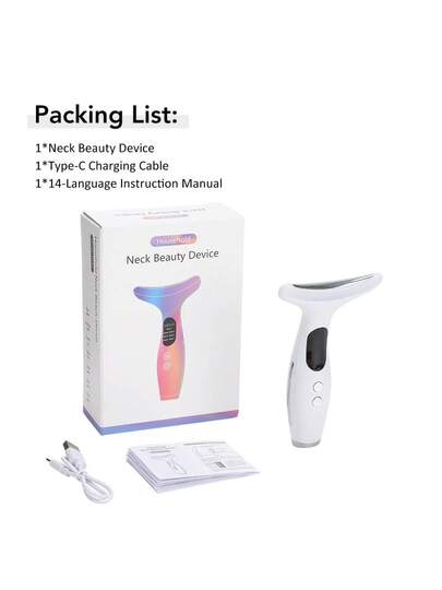 Hailicare جهاز مساج الرقبة ب- 7 أوضاع و7 ألوان LED، درجة حرارة ثابتة 45 درجة مئوية، 3 مستويات شدة، تصميم على شكل دولفين للراحة، قابل للشحن عبر USB، محمول
