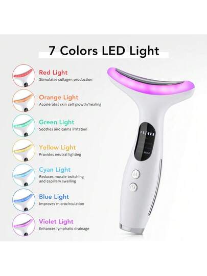 Hailicare جهاز مساج الرقبة ب- 7 أوضاع و7 ألوان LED، درجة حرارة ثابتة 45 درجة مئوية، 3 مستويات شدة، تصميم على شكل دولفين للراحة، قابل للشحن عبر USB، محمول