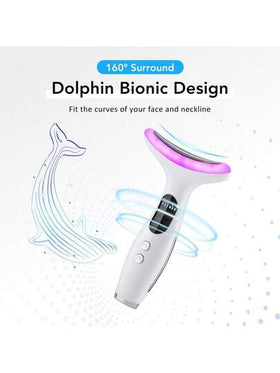 Hailicare جهاز مساج الرقبة ب- 7 أوضاع و7 ألوان LED، درجة حرارة ثابتة 45 درجة مئوية، 3 مستويات شدة، تصميم على شكل دولفين للراحة، قابل للشحن عبر USB، محمول