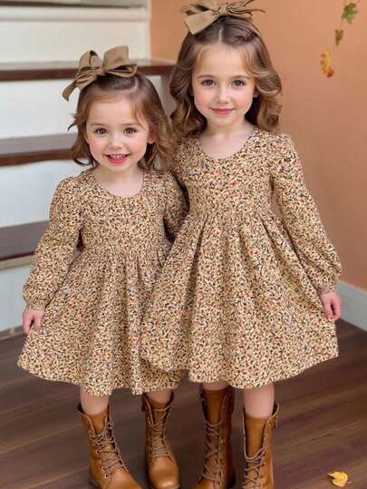 Emery Rose Kids Emery Rose Kids فستان شيفون كاجوال مزخرف بنقشة زهور صغيرة للفتيات الصغيرات