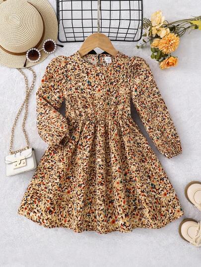 Emery Rose Kids Emery Rose Kids فستان شيفون كاجوال مزخرف بنقشة زهور صغيرة للفتيات الصغيرات