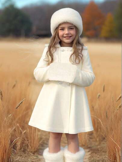 Emery Rose Kids Emery Rose Kids جاكيت مقنعة بيضاء جميلة للفتاة الصغيرة، طقم قفازات، متعددة الاستخدامات للخريف/الشتاء