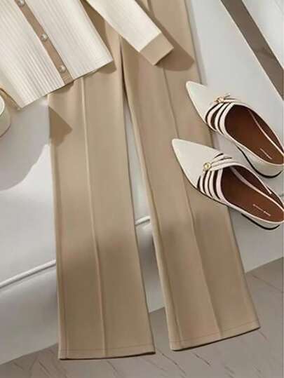 SHEIN Franclia طقم نسائي أنيق من قطعتين، بأكمام طويلة وبنطال طويل