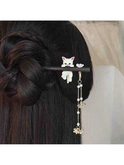 قطعة واحدة دبوس شعر على شكل قطة لتزيين الشعر، قطعة شعر لتسريحة كعكة الشعر العادية، أداة تشكيل كعكة الشعر، إكسسوارات شعر، أدوات تصفيف الشعر، أدوات مدرسية، إكسسوارات شعر للنساء