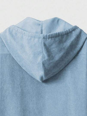 ROMWE MEN Casual معطف كاجوال بغطاء رأس بأكمام طويلة ذو لون أحادي، خريف/شتاء