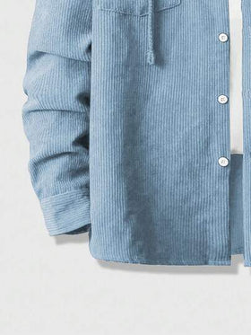 ROMWE MEN Casual معطف كاجوال بغطاء رأس بأكمام طويلة ذو لون أحادي، خريف/شتاء