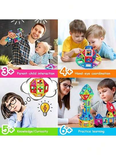 20/50/100 قطعة من كتل البناء المغناطيسية DIY ألعاب بلاط مغناطيسية للأطفال، طقم بناء مصمم، هدايا عيد الميلاد وعيد الفصح (ألوان عشوائية، حجم متوسط)