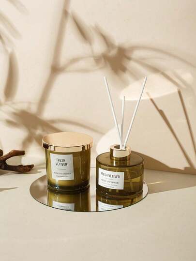 1 طقم عطر منزلي (يشمل شمعة وشمعة عطرية بدون لهب)، ديكور غرفة المعيشة، شمعة معطرة، موزع عطر، هدية تخرج، هدية لزوجين في حفل الزفاف، حامل شمعة معطرة - هدية عيد الميلاد - إنشاء جو عيد الميلاد