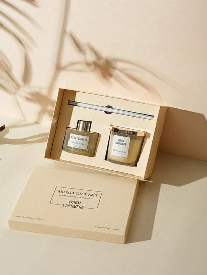 1 طقم عطر منزلي (يشمل شمعة وشمعة عطرية بدون لهب)، ديكور غرفة المعيشة، شمعة معطرة، موزع عطر، هدية تخرج، هدية لزوجين في حفل الزفاف، حامل شمعة معطرة - هدية عيد الميلاد - إنشاء جو عيد الميلاد