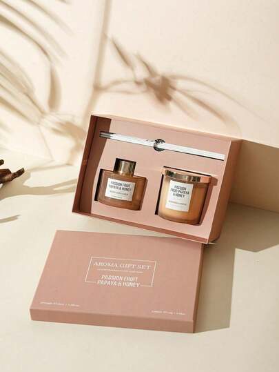 1 طقم عطر منزلي (يشمل شمعة وشمعة عطرية بدون لهب)، ديكور غرفة المعيشة، شمعة معطرة، موزع عطر، هدية تخرج، هدية لزوجين في حفل الزفاف، حامل شمعة معطرة - هدية عيد الميلاد - إنشاء جو عيد الميلاد