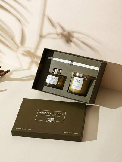 1 طقم عطر منزلي (يشمل شمعة وشمعة عطرية بدون لهب)، ديكور غرفة المعيشة، شمعة معطرة، موزع عطر، هدية تخرج، هدية لزوجين في حفل الزفاف، حامل شمعة معطرة - هدية عيد الميلاد - إنشاء جو عيد الميلاد