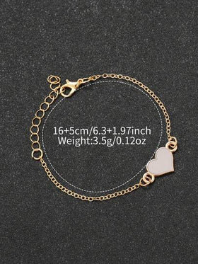 مجموعة ساعة يد نسائية بعقارب بسيطة وأنيقة بإطار كلاسيكي مع سوار على شكل قلب، لا يشمل علبة الساعة
