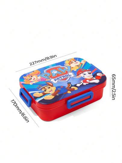 SHEIN | PAW Patrol صندوق طعام بنتو ذو 3 أقسام بنمط كرتوني مقاوم للتسرب سعة 1100 مل، متين ومقاوم للسقوط، مزود بأدوات المائدة وشوكة الطعام