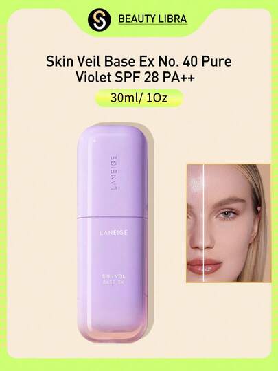 Laneige قاعدة الأساس الشفافة رقم 40 بلون البنفسجي النقي SPF 28 PA++ - قاعدة مكياج، قاعدة مكياج مصححة للون، قاعدة مكياج بحماية SPF، قاعدة مرطبة، قاعدة مكياج مرطبة، قاعدة مكياج مضيئة ومصححة للون، قاعدة مكياج ناعمة، 30 مل