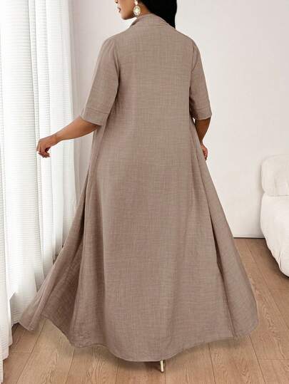 SHEIN Lady بدلة سيدات مكونة من كارديجان طويل بلون أحادي أنيق وكاجوال مناسب للذهاب للعمل والعطلات، وبنطلون مستقيم فضفاض، مناسبة لجميع الفصول