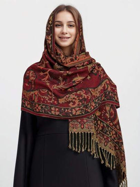 وشاح نسائي أنيق دافئ مطبوع بنمط الكاجو، حجاب وشال كلاسيكي بطبعة البيزلي للعباءة والفستان