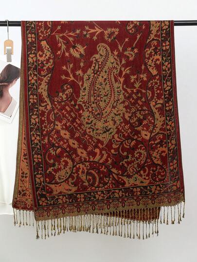 وشاح نسائي أنيق دافئ مطبوع بنمط الكاجو، حجاب وشال كلاسيكي بطبعة البيزلي للعباءة والفستان