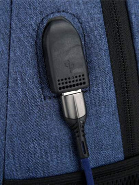 حقيبة ظهر رجالية عصرية مقاومة للماء مزودة بشريط عاكس وموصل USB