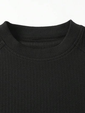 1 قطعة بلوزة رجالية بياقة طاقم، أكمام طويلة، نسيج مضلع مُنسوج، قماش مريح، قصة فضفاضة، يمكن ارتداؤها منفردة أو كطبقة، طراز كاجوال بسيط، قابل للغسل في الغسالة، مناسب للارتداء اليومي، بطراز المال القديم