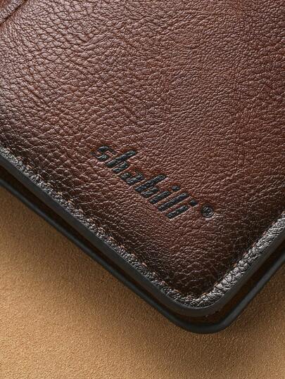 محفظة رجالية رفيعة مع حامل بطاقات، محفظة جلدية ثلاثية الطي عمودية مع نافذة للهوية