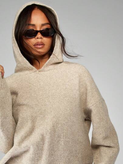 MISSGUIDED بدلة مريحة من البلوزة المحبوكة والبنطلون ذو الساق الواسعة للخريف والشتاء، قطعتان منسقتان من القطن الناعم، ياقة مرتبة، ملابس منزلية كاجوال