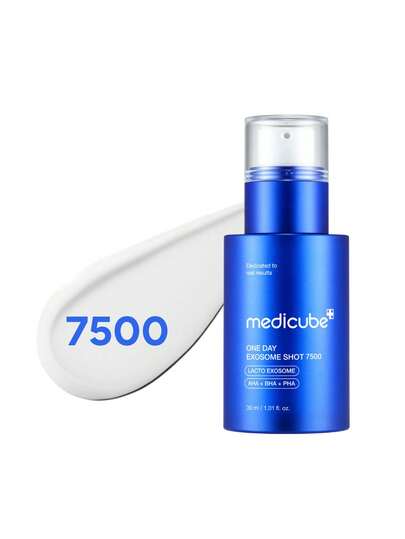 Medicube 1 يوم جوهر الإكسوسوم 7500، 30مل/1.01 أونصة سائلة، يهدئ الالتهابات، يقوي حاجز البشرة، يشد البشرة، يقلل المسام، إصلاح مضاد للشيخوخة، يستهدف المسام العنيدة. جمال كوري