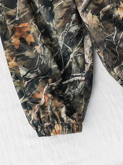 SHEIN مجموعة جاكيت كاجوال ذات طوق عالي مطبوع عليها حرف بني وبنطلون جوجر للأطفال الصبيان/البنات، بطراز كلاسيكي عصري، مناسبة للربيع/الخريف، قطعتان/مجموعة