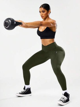 Easithlete سروال رياضي ذو خصر عالي وخصر على شكل V