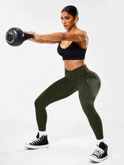 Easithlete سروال رياضي ذو خصر عالي وخصر على شكل V